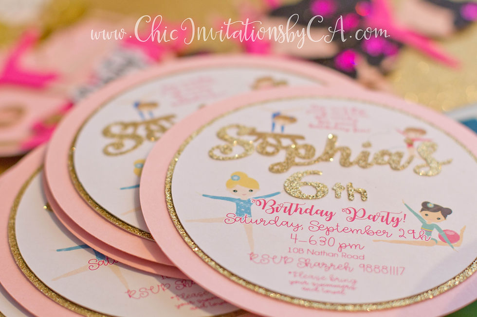 Thumbnail: Gymnastic Invitation, Gymnastic Girl Handmade Invitation, Ballerina Invitation