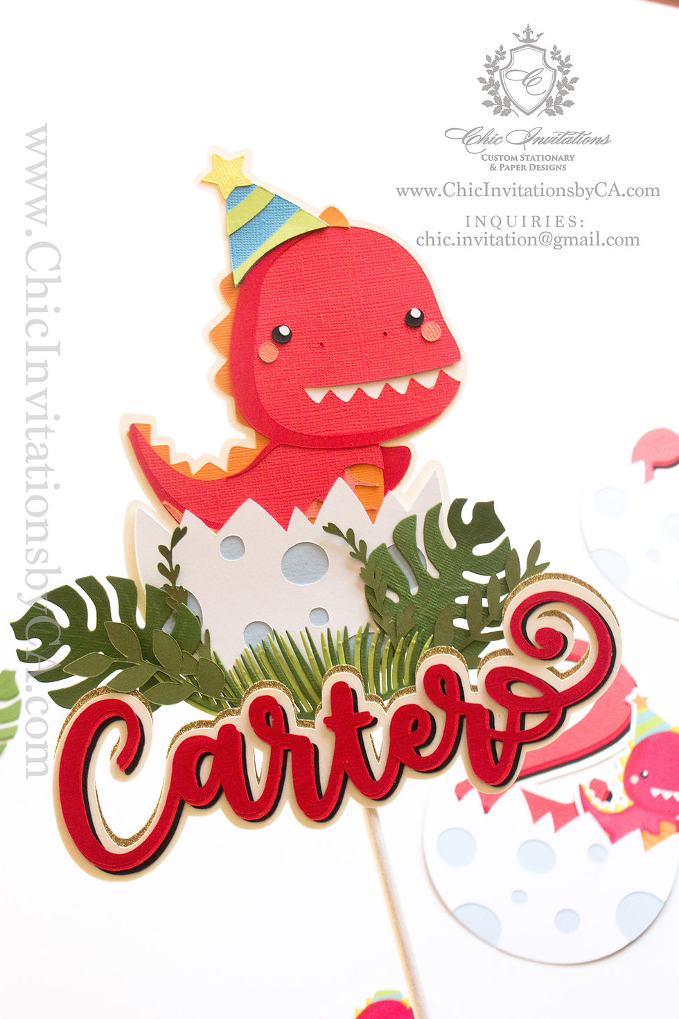 Thumbnail: Dinosaur cake topper, handmade cake topper, custom cake topper, Raawr