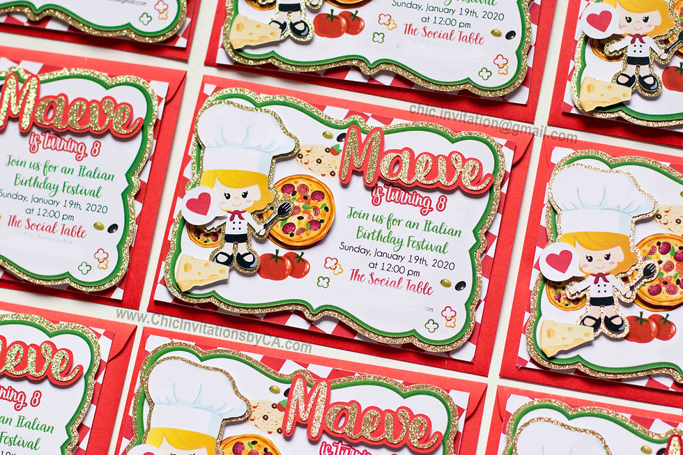 Thumbnail: Italian handmade invitation, chef invitation, birthday party invitation
