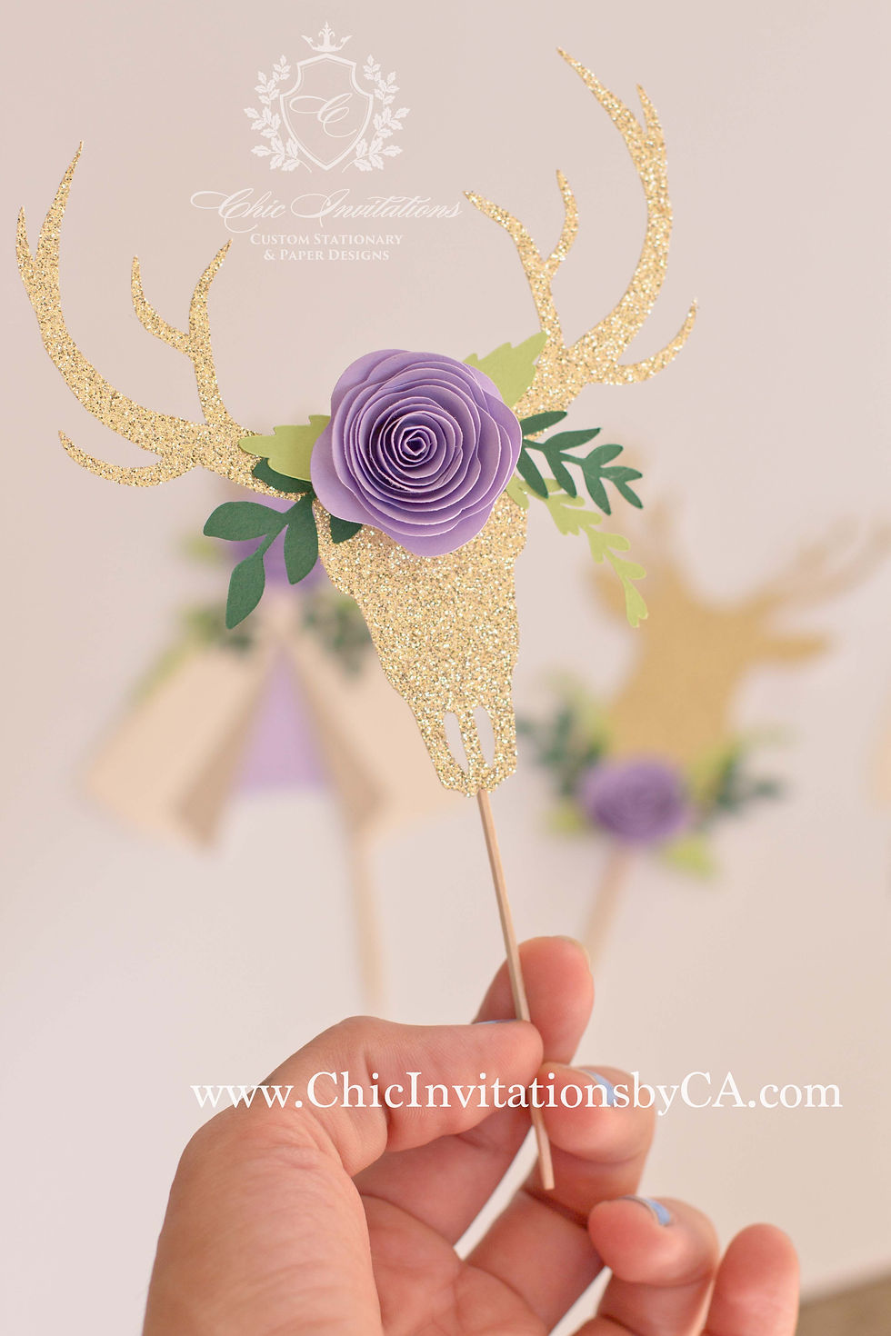 Thumbnail: Boho Chic cupcake topper, custom cupcake topper, floral cupcake, SET OF 12
