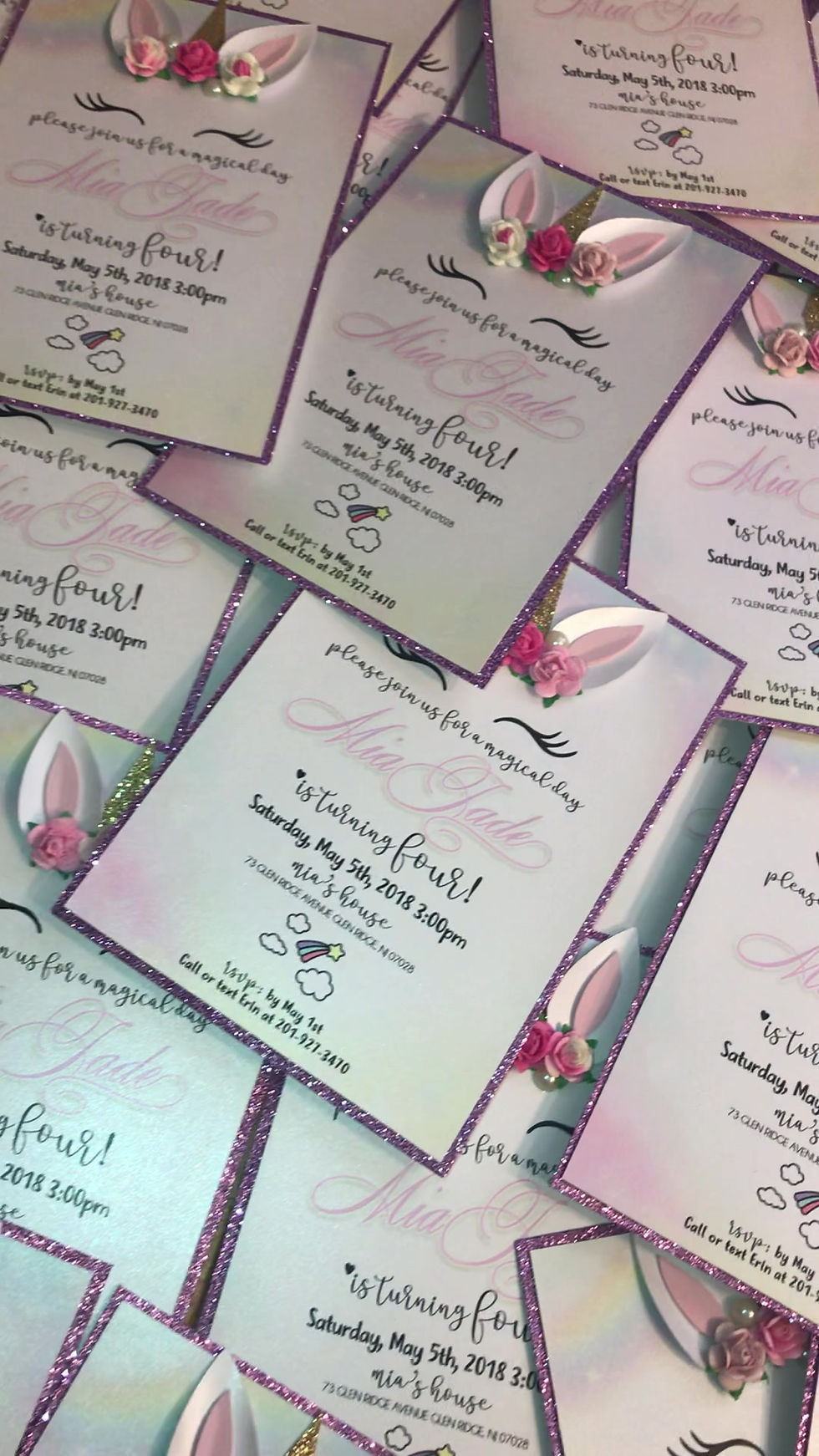 Thumbnail: Unicorn Handmade Invitation, Unicorn 3D Invitation, Magical Birthday Invitatio