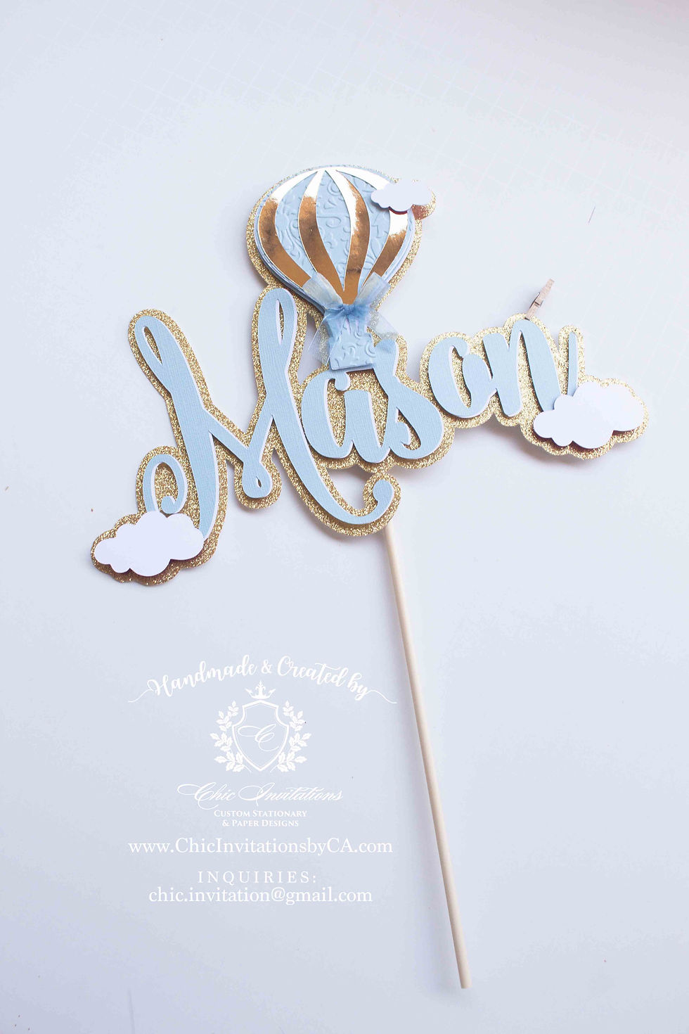 Thumbnail: hot air balloon cake topper, custom cake topper, baby shower
