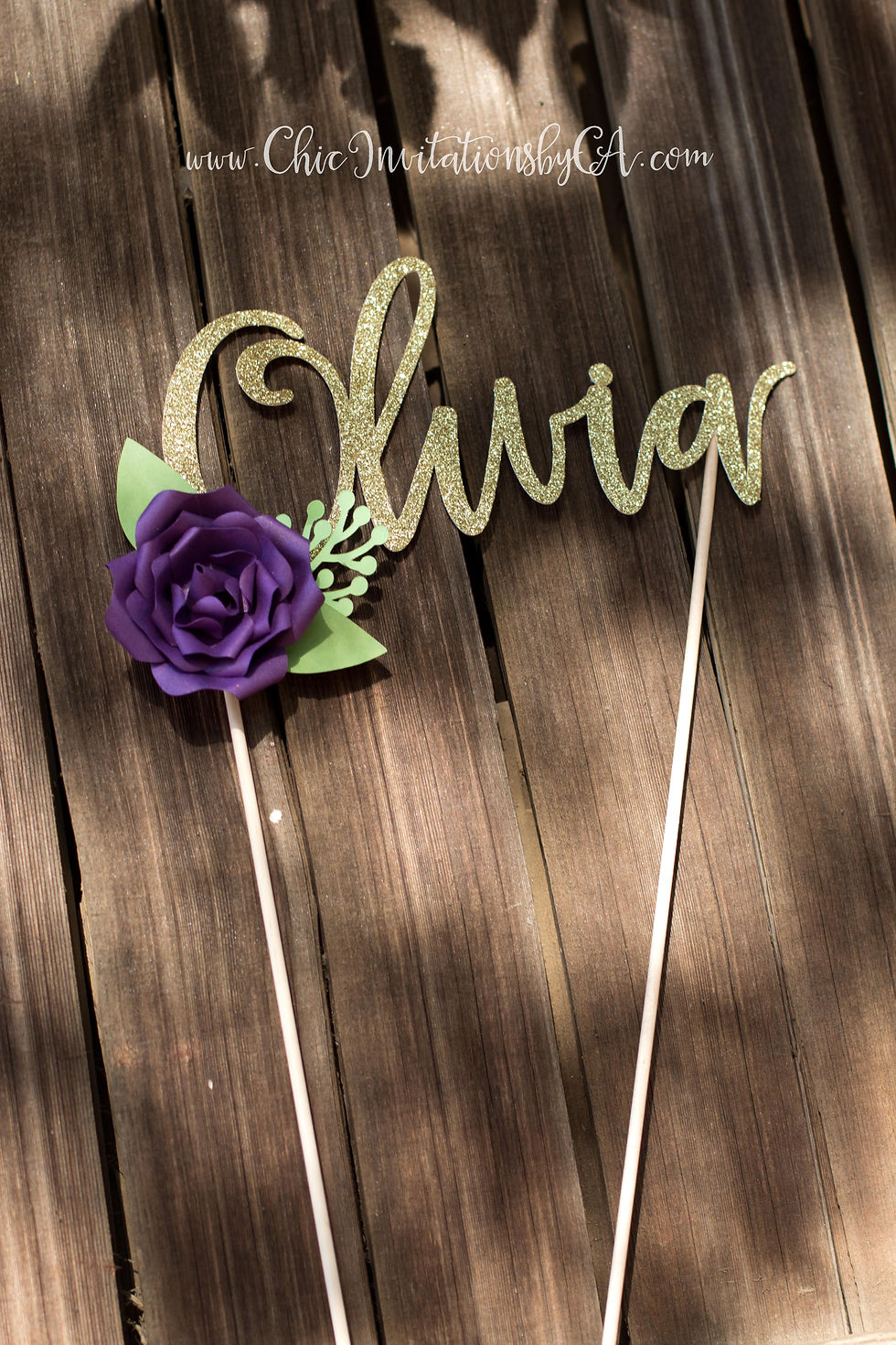 Thumbnail: Custom Cake Topper, Custom Name Cake Topper, Birthday Cupcake Topper, floral top