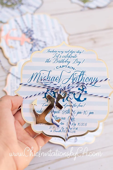 Nautical Handmade Invitation Baby Shower Nautical Theme Anchor