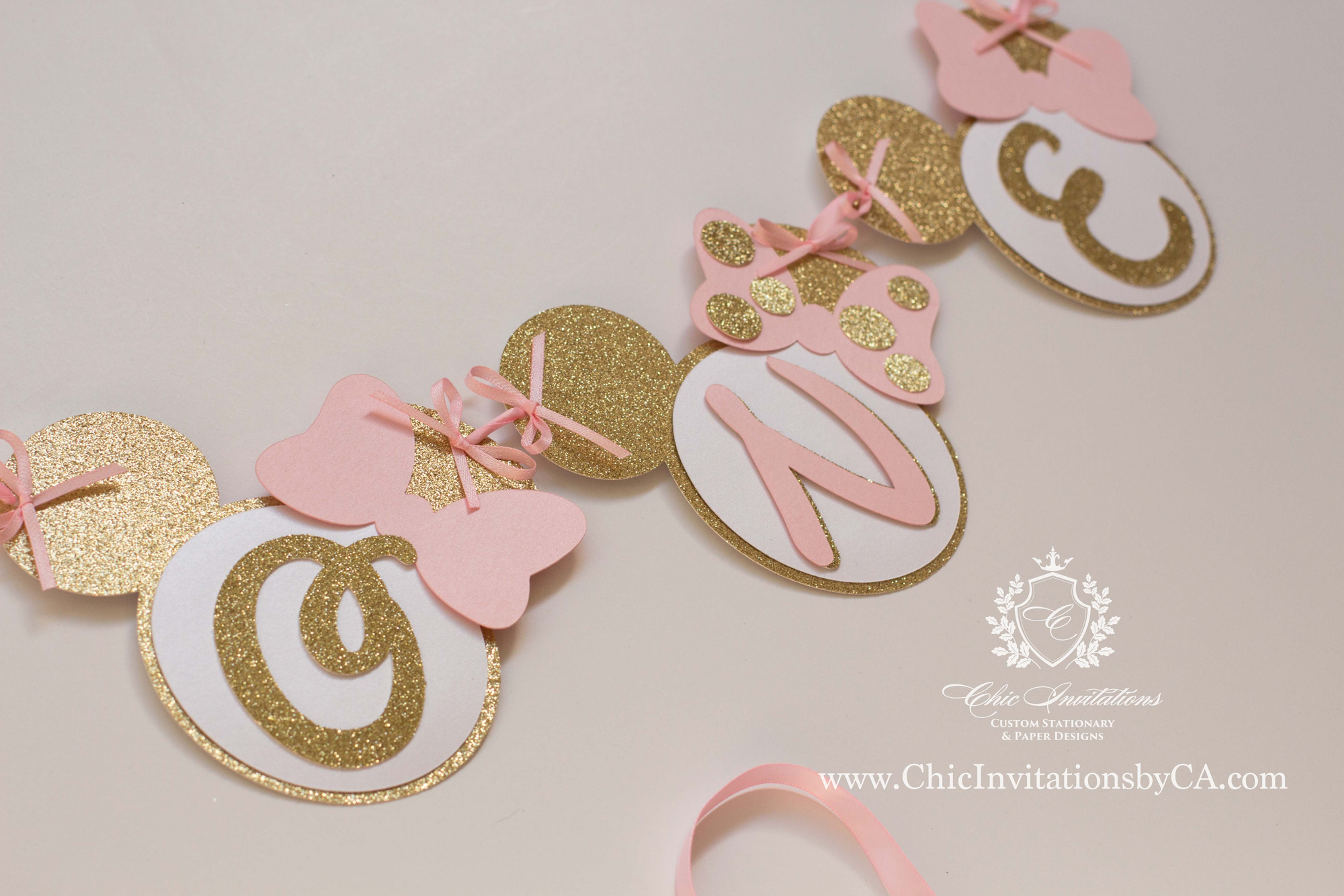 Handmade Minnie mouse banner, first birthday banner, handmade banner