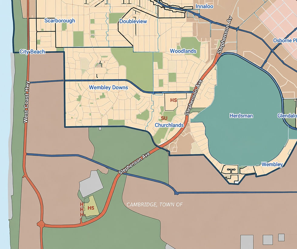 The proposed Stevenson Avenue extension connecting Churchlands to West Coast Highway