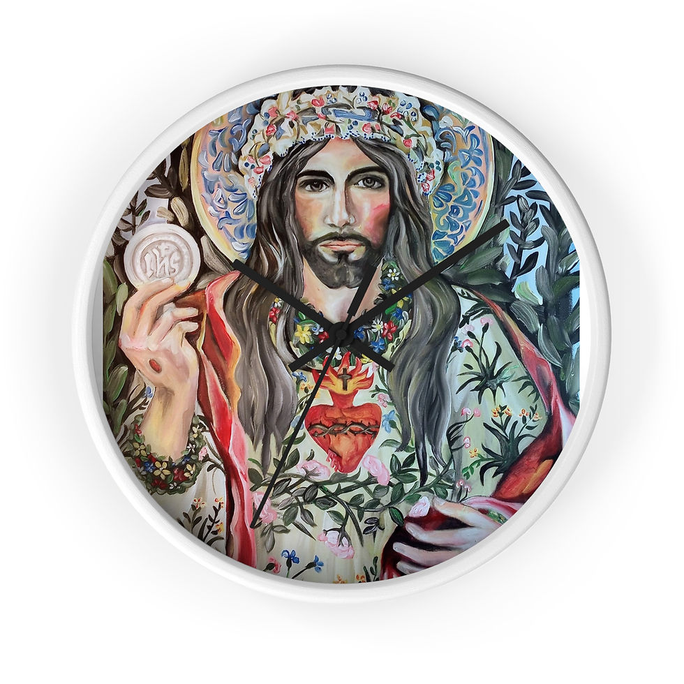 Thumbnail: "Botanical Sacred Heart" Christ-Inspired Wall Clock for Spiritual Decore