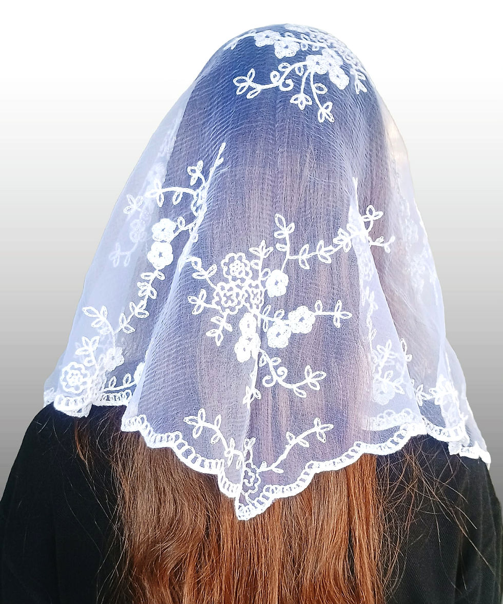 Thumbnail: Elegant Women's Lace Mantilla modeled by my daughter Juliette
