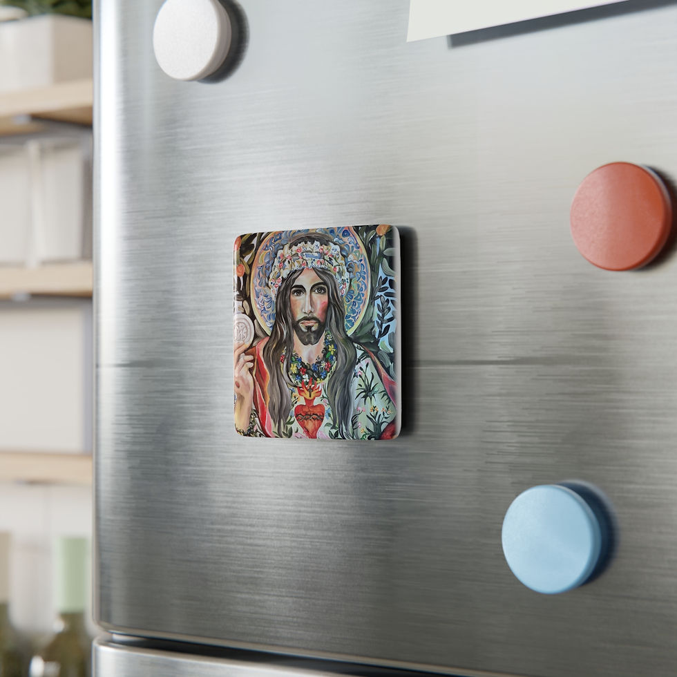 Thumbnail: "Botanical Sacred Heart of Jesus" Spiritual Art Magnet