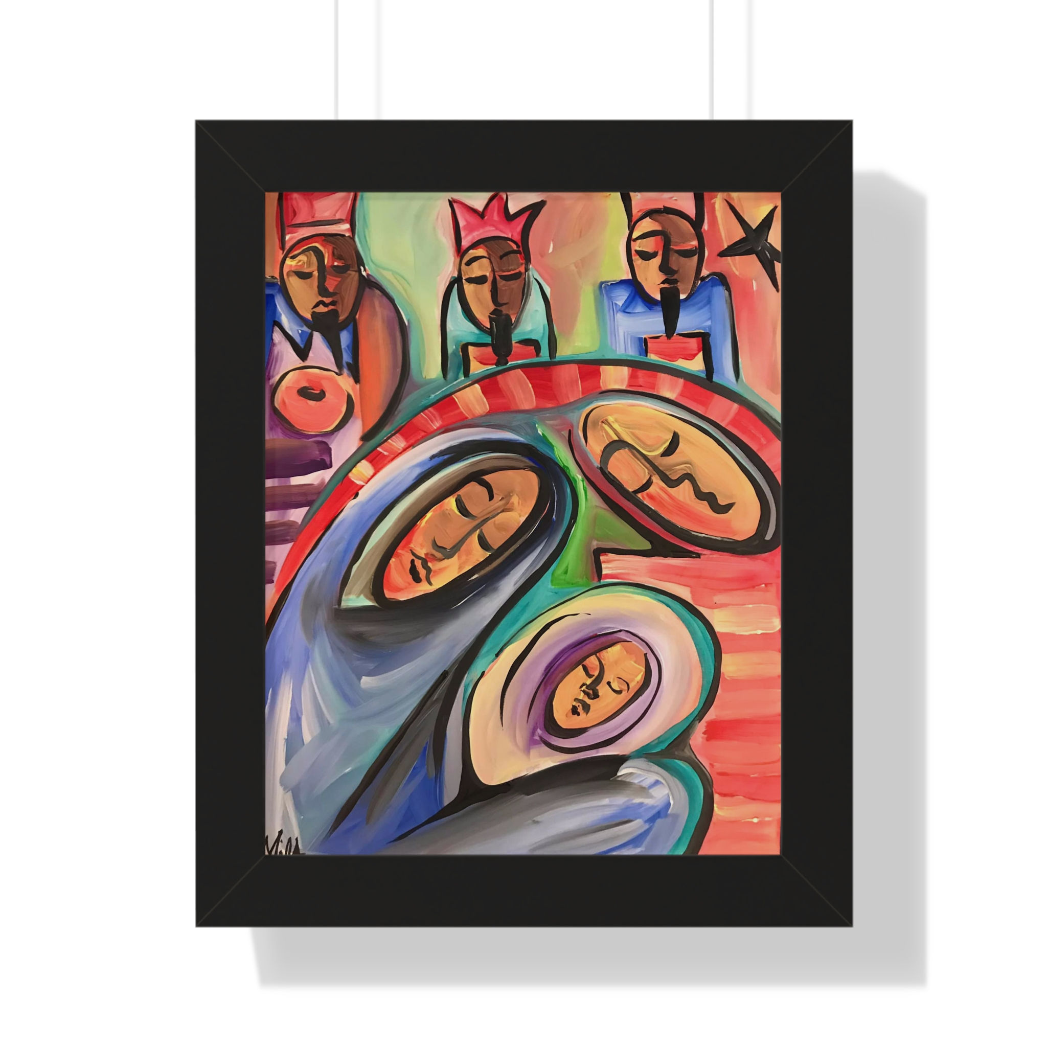 "We Three Kings" Cultural Framed Vertical Original Artwork Print