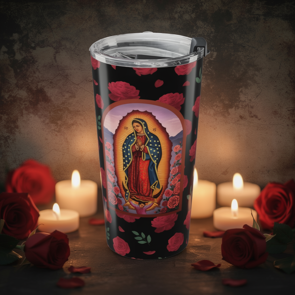 Our Lady of Guadalupe 20oz Floral Day of the Dead Stainless Tumbler