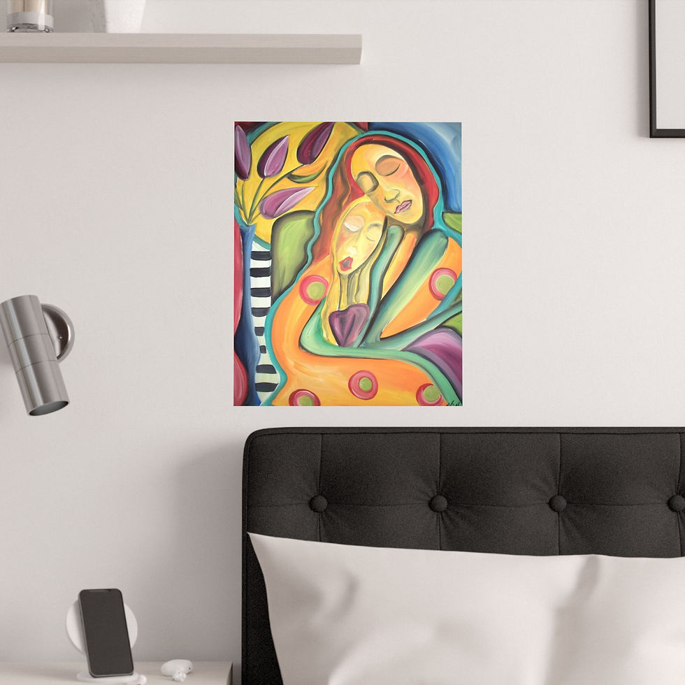 Thumbnail: "Mother and Child" Vibrant Art Print 