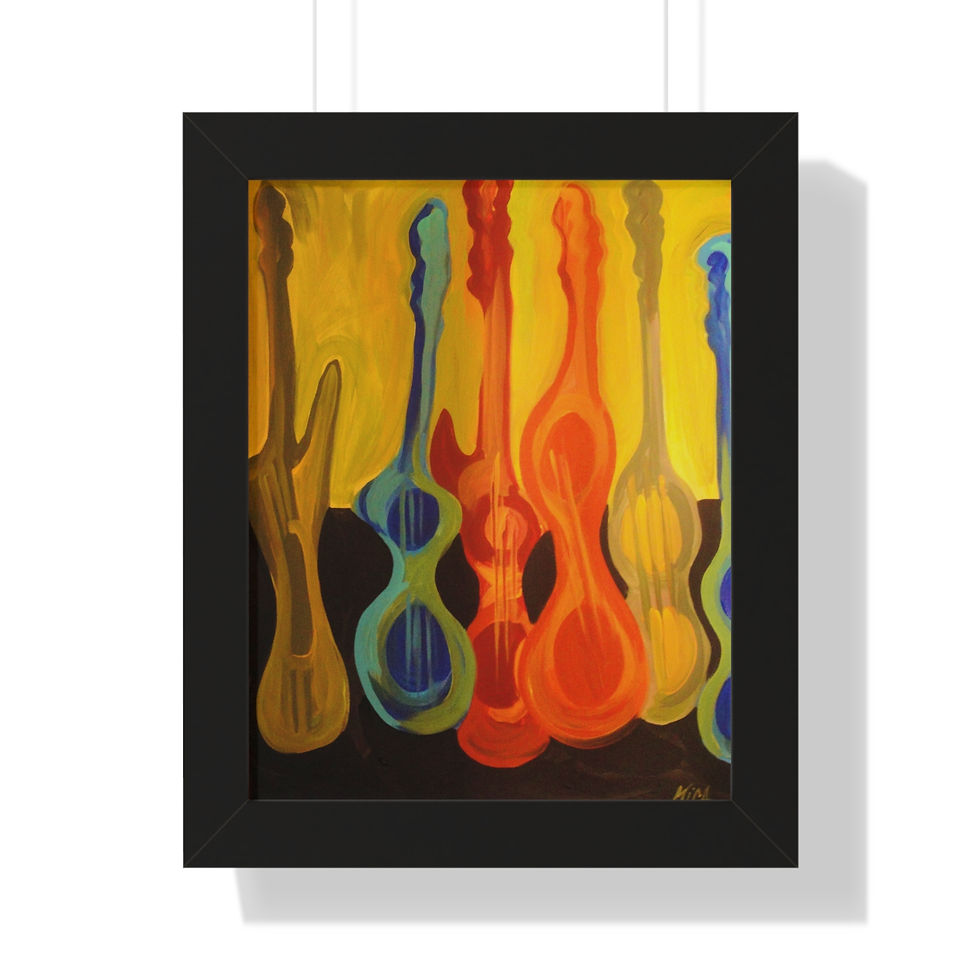 "Make Music in your Heart" Vibrant Guitar Framed Print