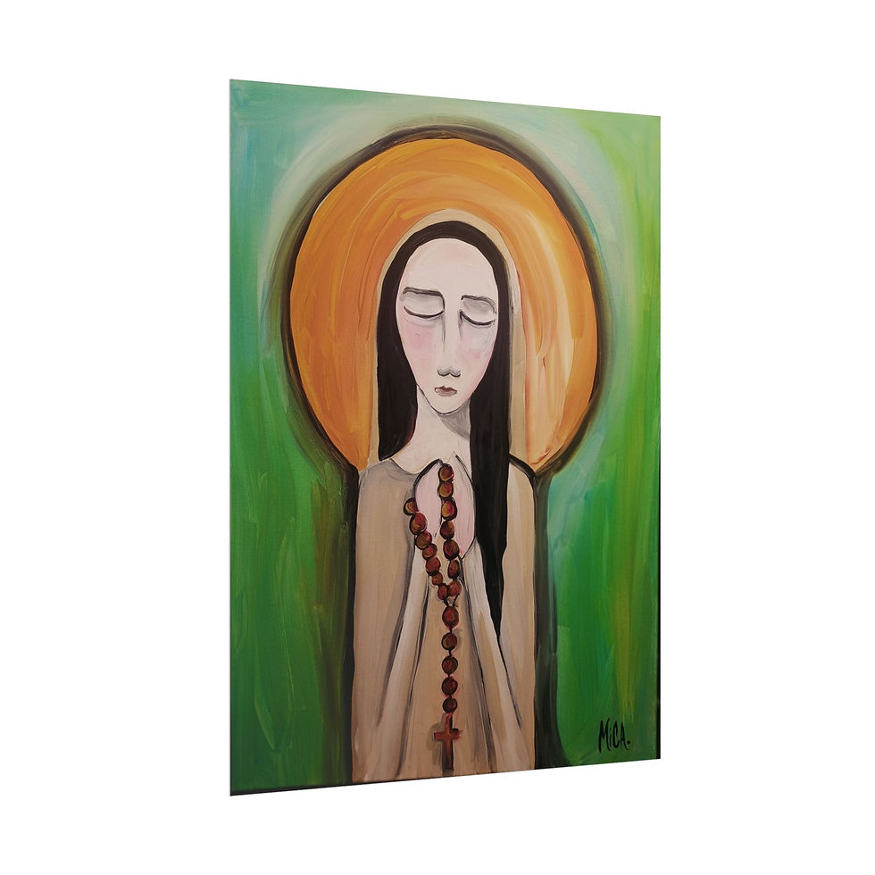 Thumbnail: "Pray" Rolled Poster — Serene Madonna with Rosary Spiritual Wall Art