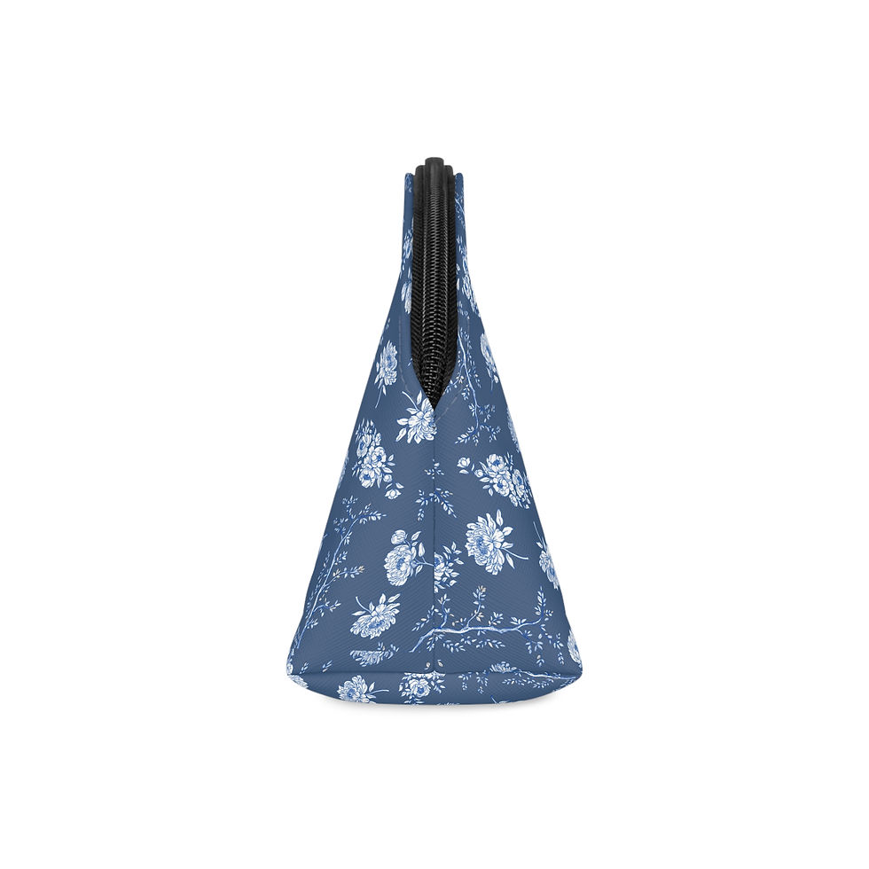 Thumbnail: Marian Blue Floral Makeup Bag — Vintage Chinoiserie Cosmetic Pouch