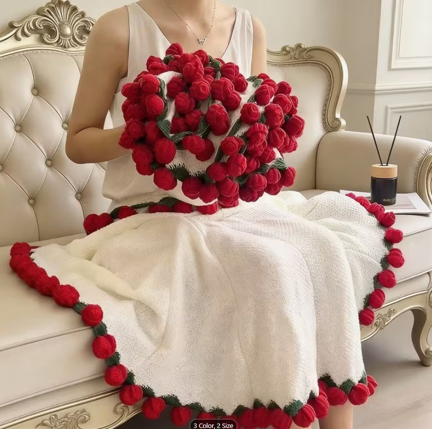 Thumbnail: Marian Rose Crochet Flower Bouquet Blanket 