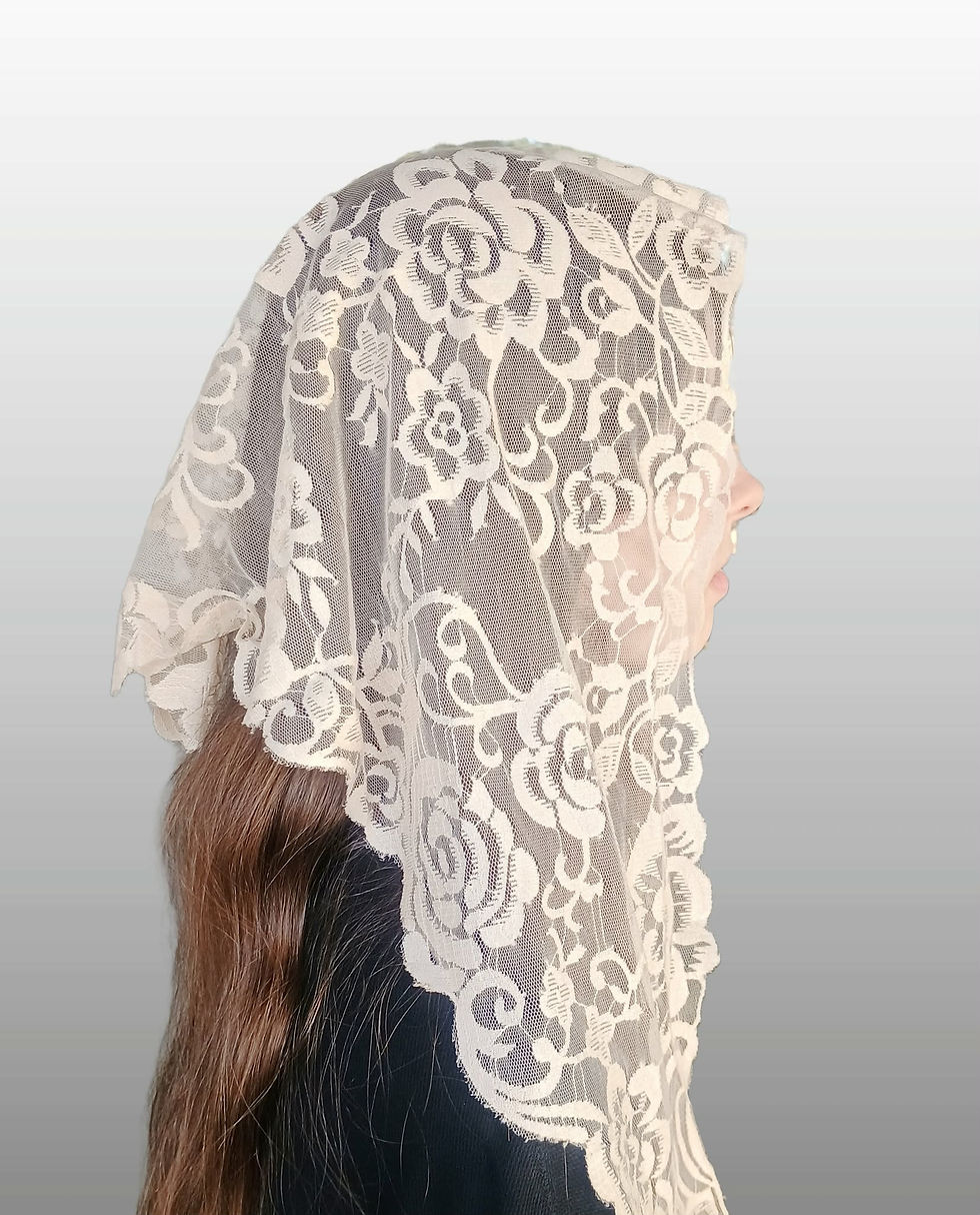 Thumbnail: Champaine Floral and Rose pattern Mantilla