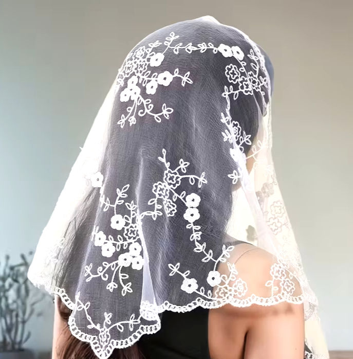 Thumbnail: Catholic Mass Lace Embroidered Mantilla