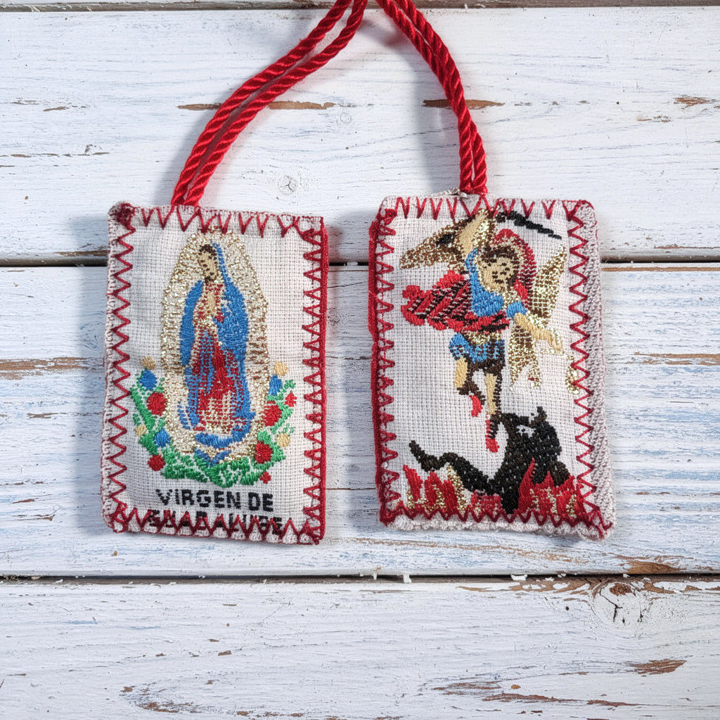 Scapular Catholic - Our Lady of Guadalupe + St. Michael Red 1.5"