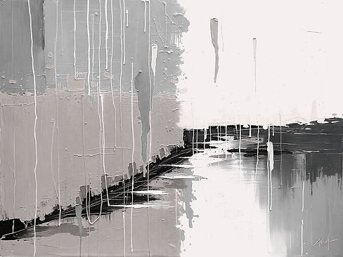 Abstract impasto painting in two colors warm terracotta and cool teal wet rainy scene eart