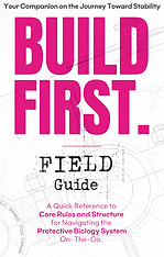 BUILD FIRST Field Guide cover — portable quick-reference companion to the Foundation Schedule and core protocols, 6x9 black and white paperback by A.C. Stretch