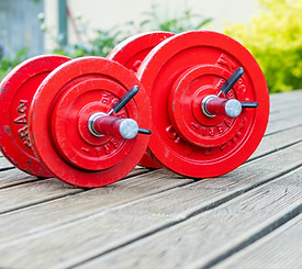 Adjustable dumbbells and weight plates for home strength training — BUILD FIRST Foundation Schedule equipment