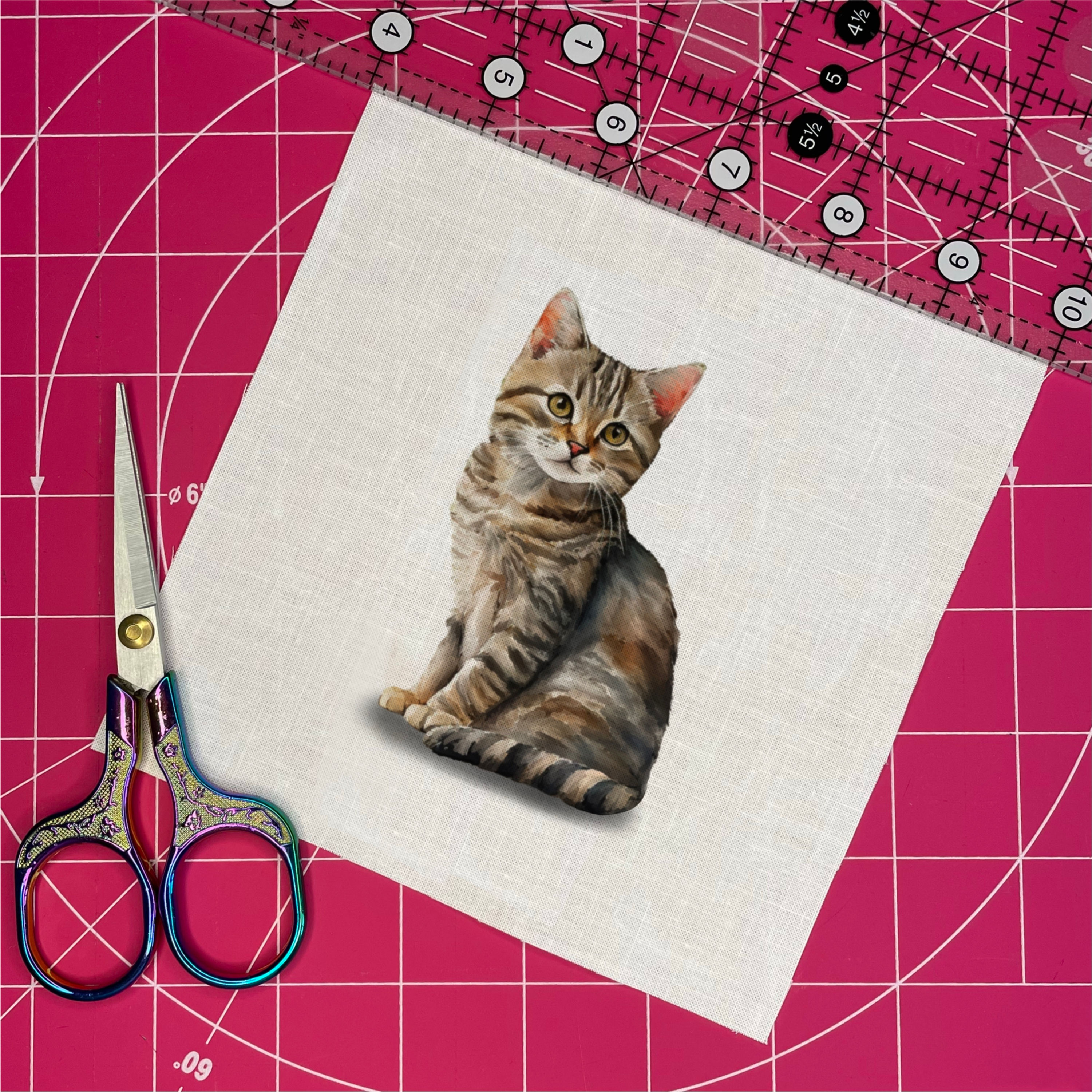 Taby Cat 6"Fabric Square