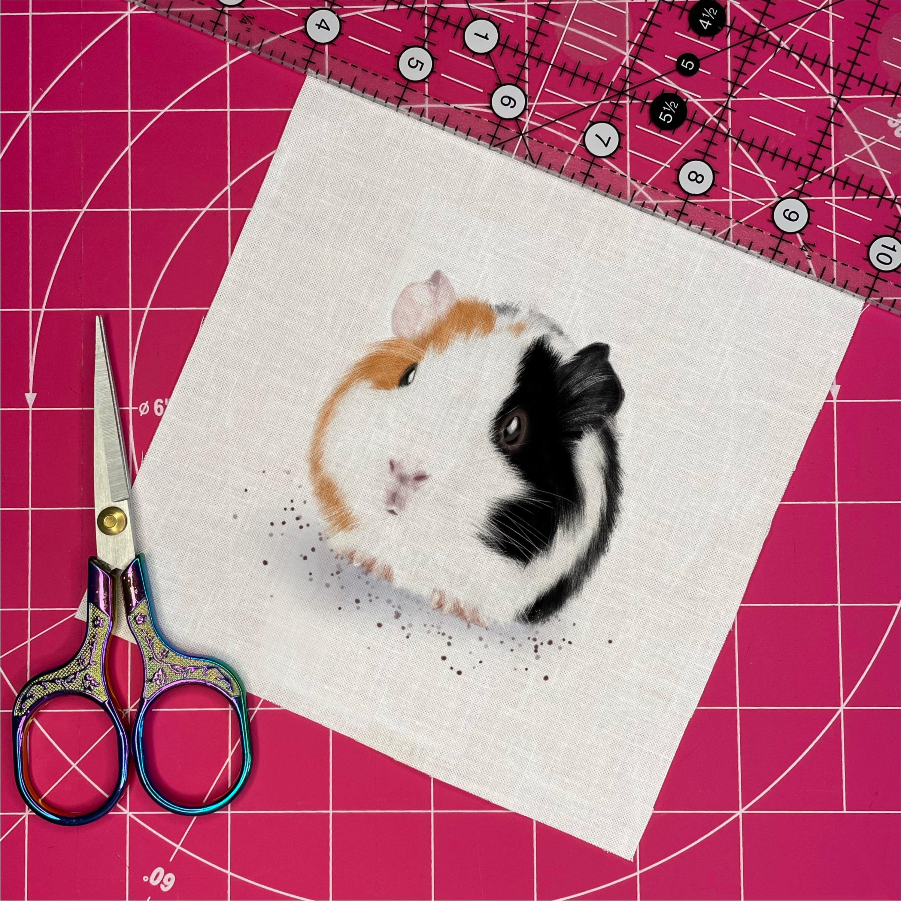 Guinea Pig (Black Eyed Patch) 6"Fabric Square 
