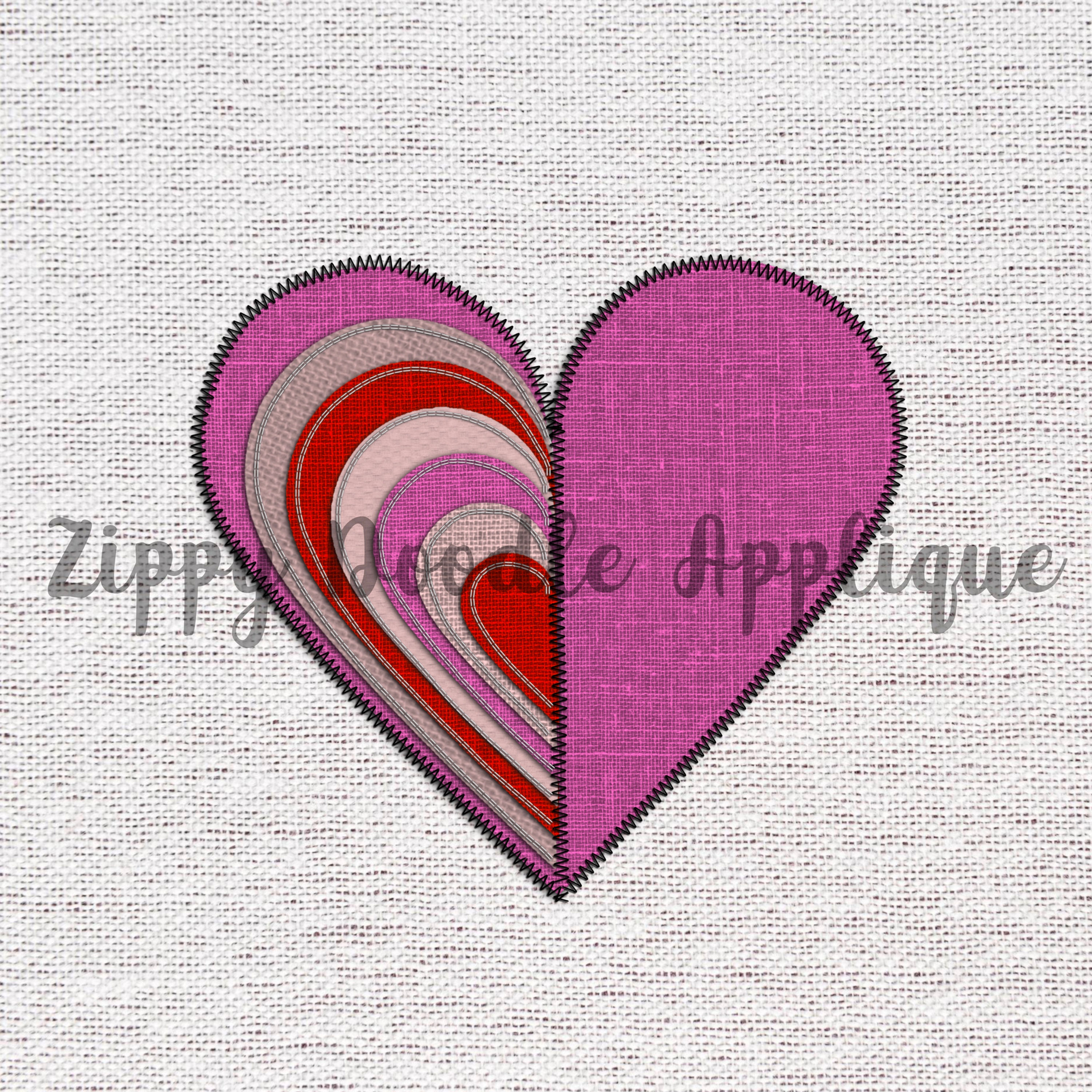 Layered Heart Appliqué Pattern - Download