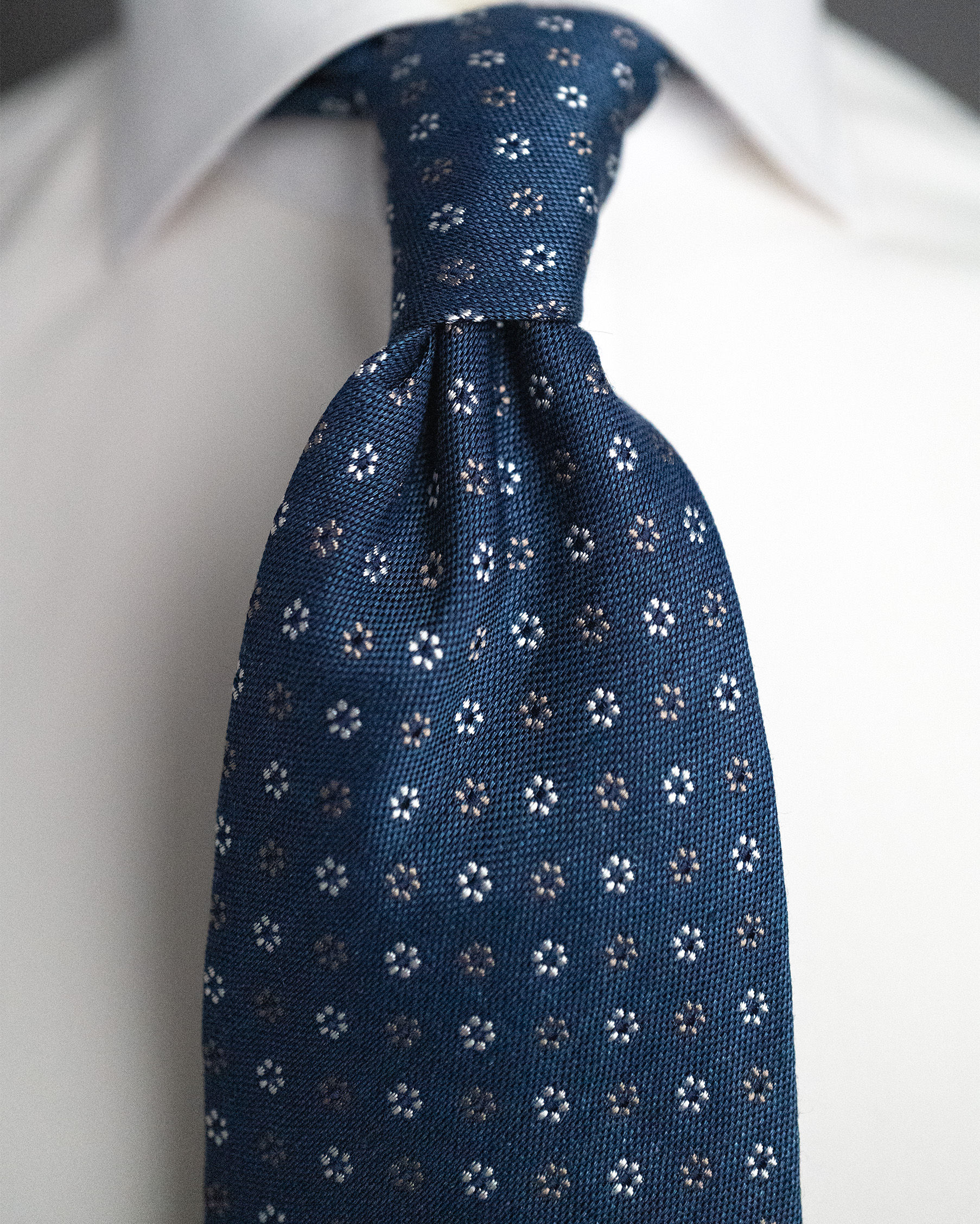 Blue Linen-Silk Jacquard Tie