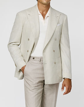 SZABO Ivory-ecru wool-silk-linen houndstooth