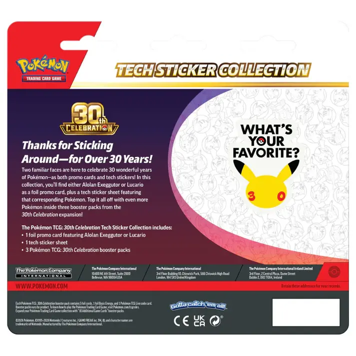 Miniatyrbild: Pokémon: 30th Celebration Tech Sticker Collection Blister