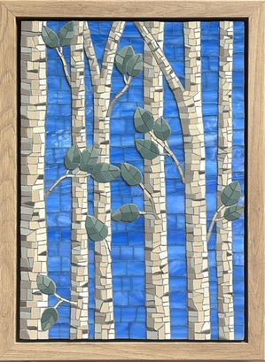 Silver Birch Trees Blue Sky Mosaic