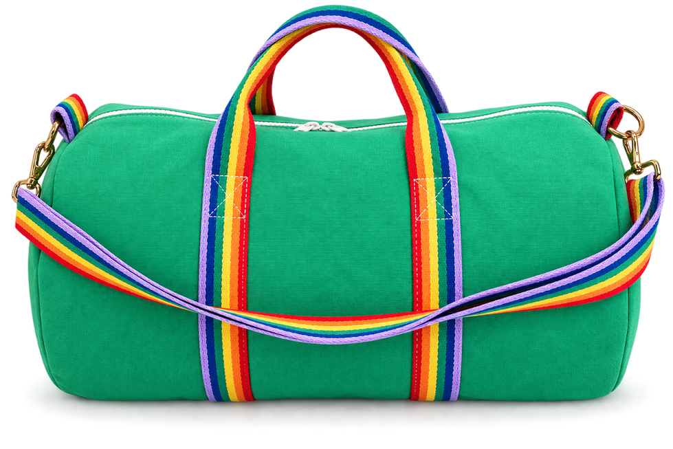 Green & Rainbow Canvas Duffel Bag