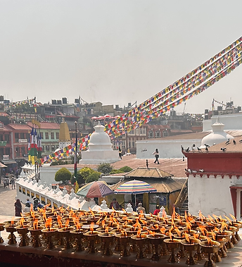 Buddhist stupa with prayer flags in Kathmandu, Nepal India/Nepal 2025 iconic landmark