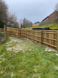 Closeboard fence installed in Tidworth, Wiltshire by L&E Fencing, featuring strong timber posts, gravel boards, and feather‑edge boards for a durable, secure boundary.