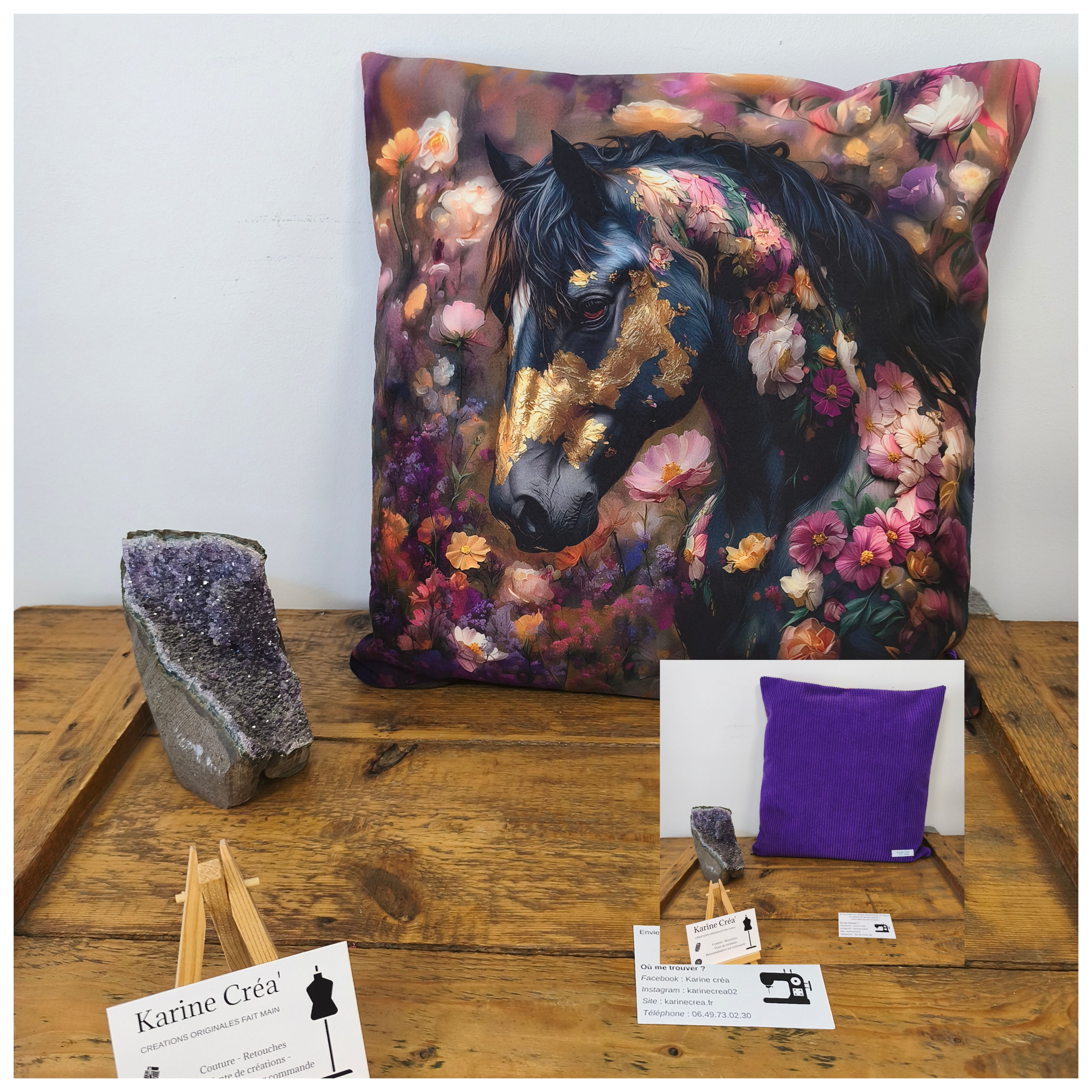 coussin cheval noir