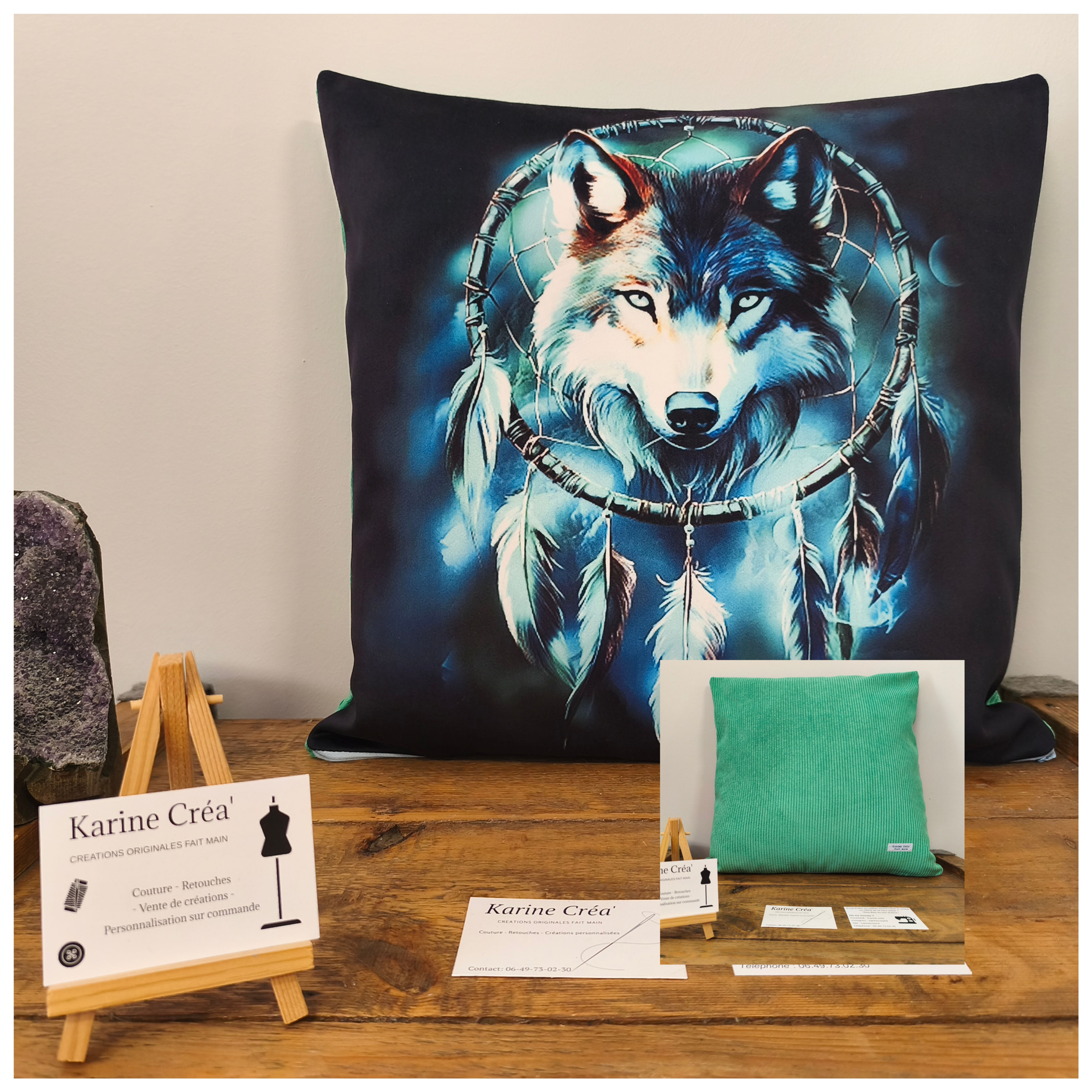 coussin loup totem