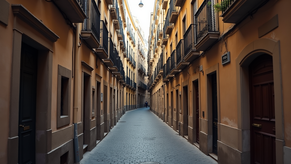 High angle view of the narrow streets in the Gothic Quarter
