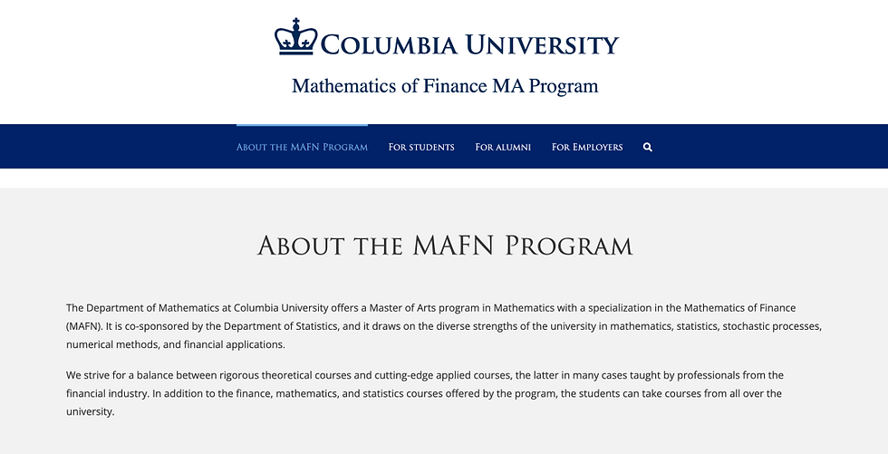 MAFN PROGRAM AT COLUMBIA UNIVERSITY