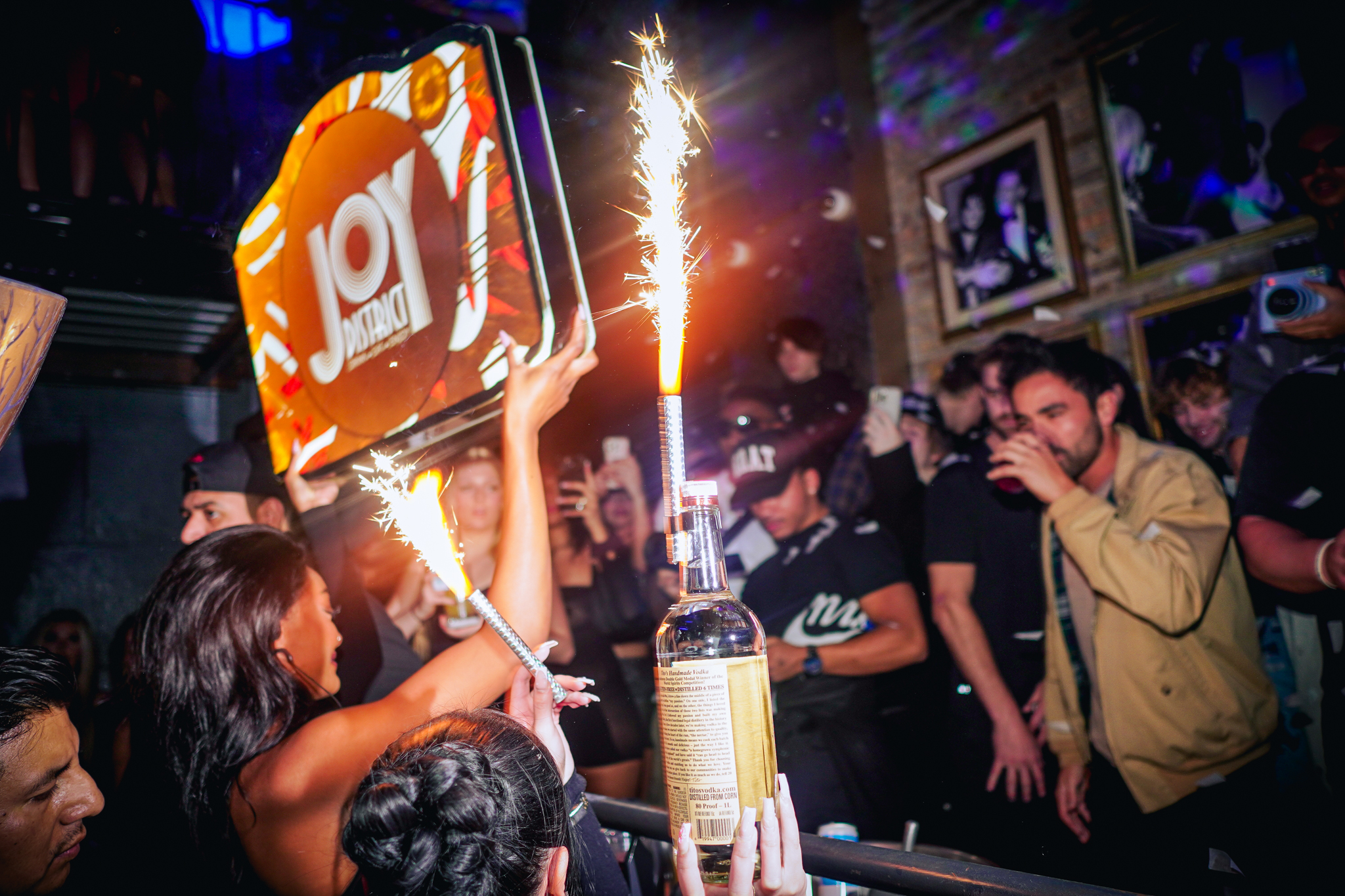 Group celebrating during a nightclub event