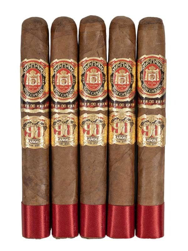 Thumbnail: Arturo Fuente Don Carlos 90 Años 5 Pack Cigars — Premium Dominican Cigars with Gold 90 Años Band and Red Ribbon