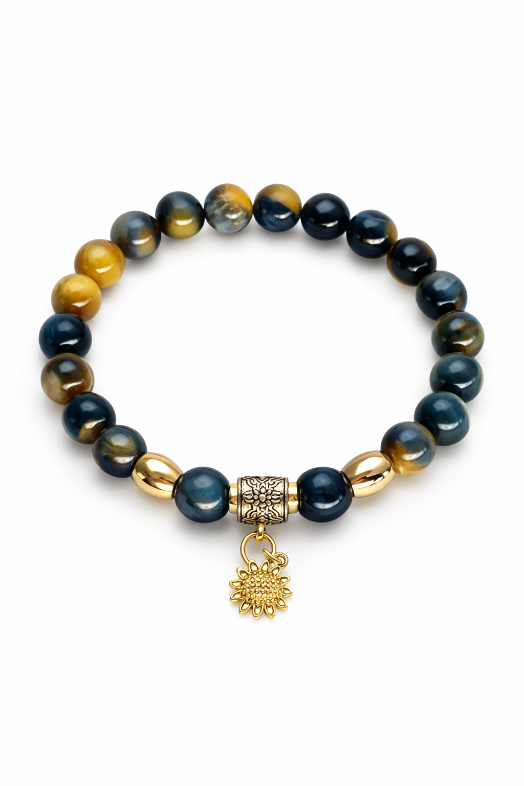 Golden Blue Tiger Eye with Gold and Charm