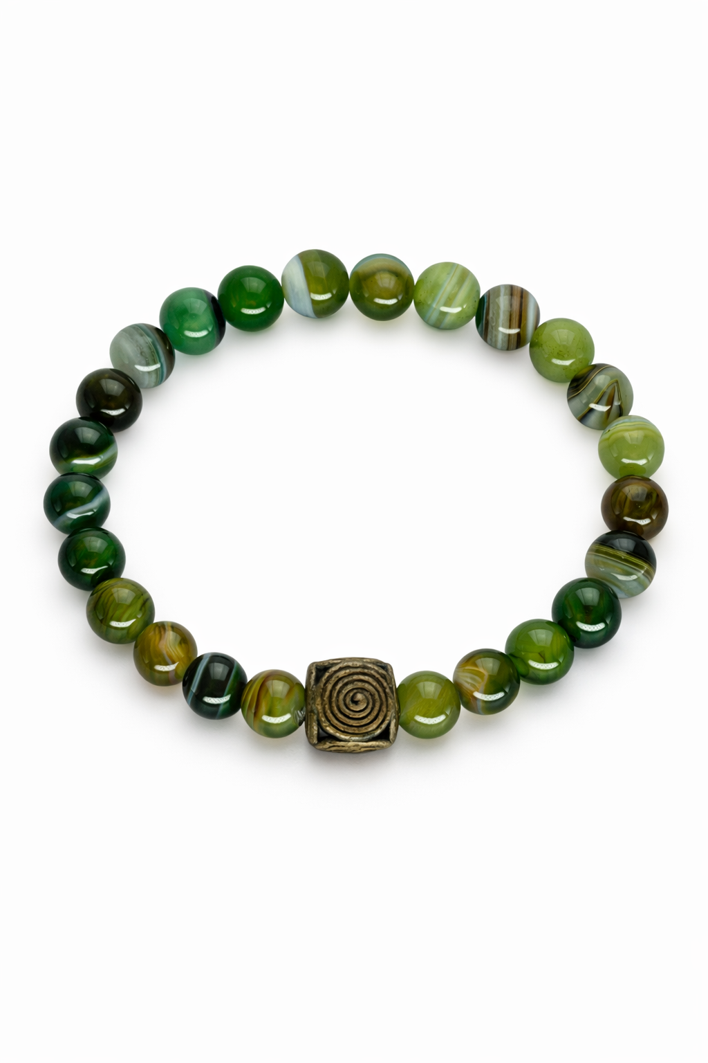 Green Banded Agate with African Brass