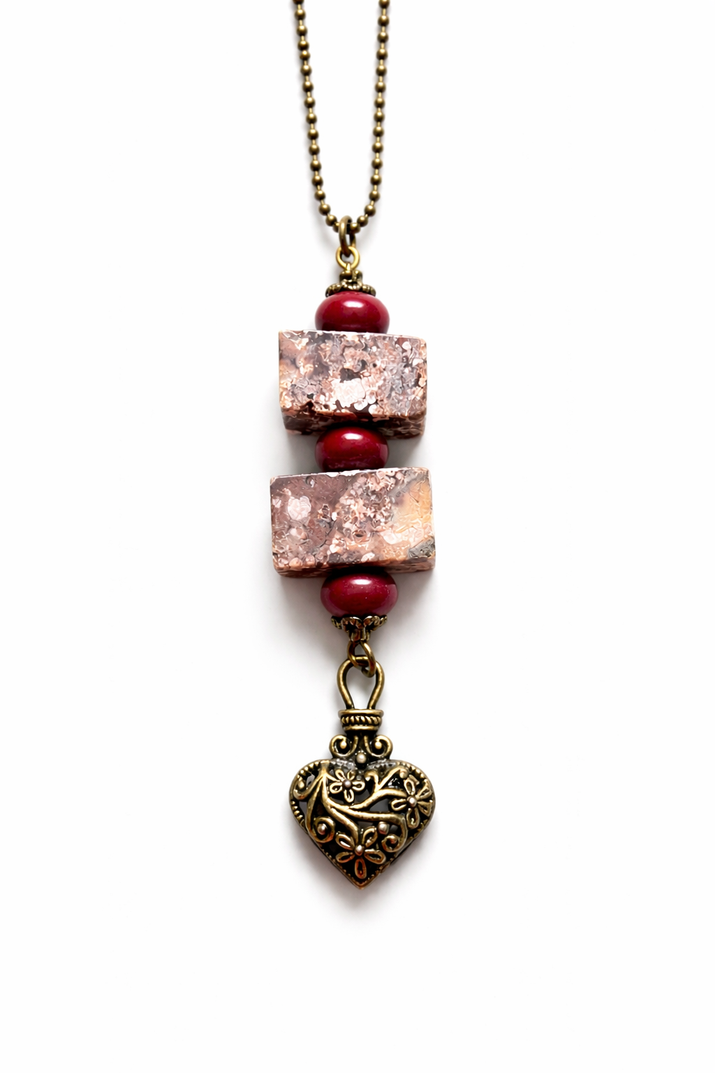 Jasper with Mookaite Jasper Beads and Brass Heart