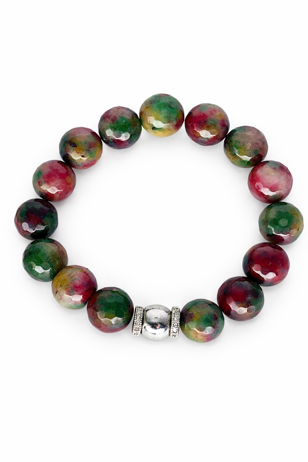 Multi-colored Crackled Agate Stretch Bracelet