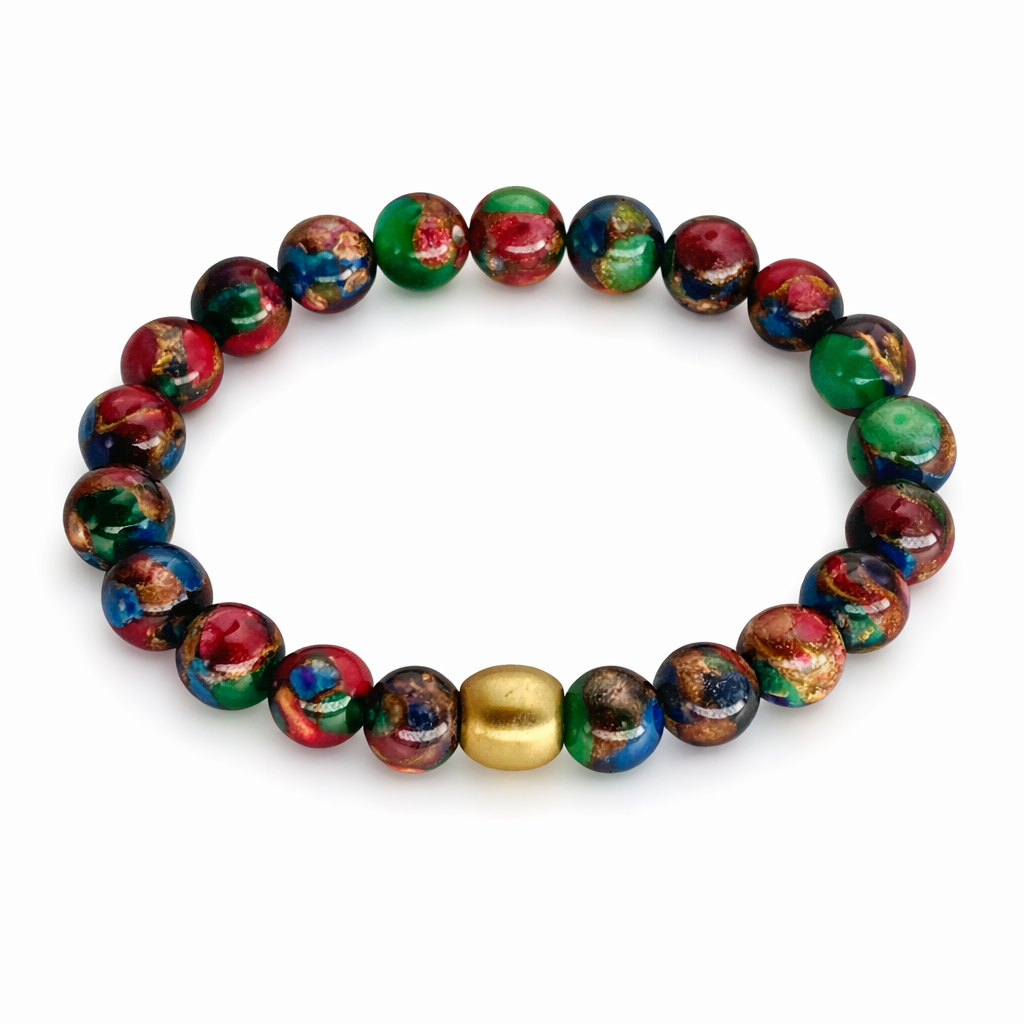 Mosaic ImpressionJasper with Gold Bead