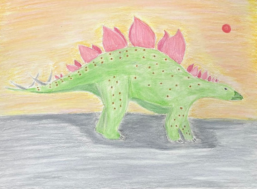 Stegosaurus Sketch, 9*12, Colored Pencil, 2025