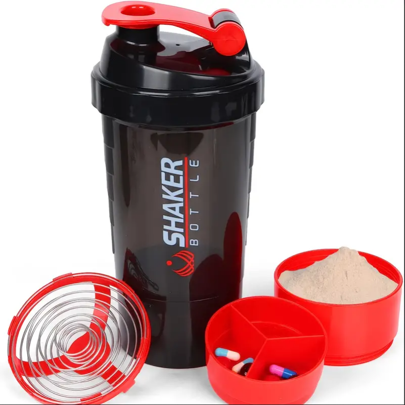 Miniatura: Shaker Bottle With Power Container 2 Tiers Protein Shakes Powder Shaker Bottle S