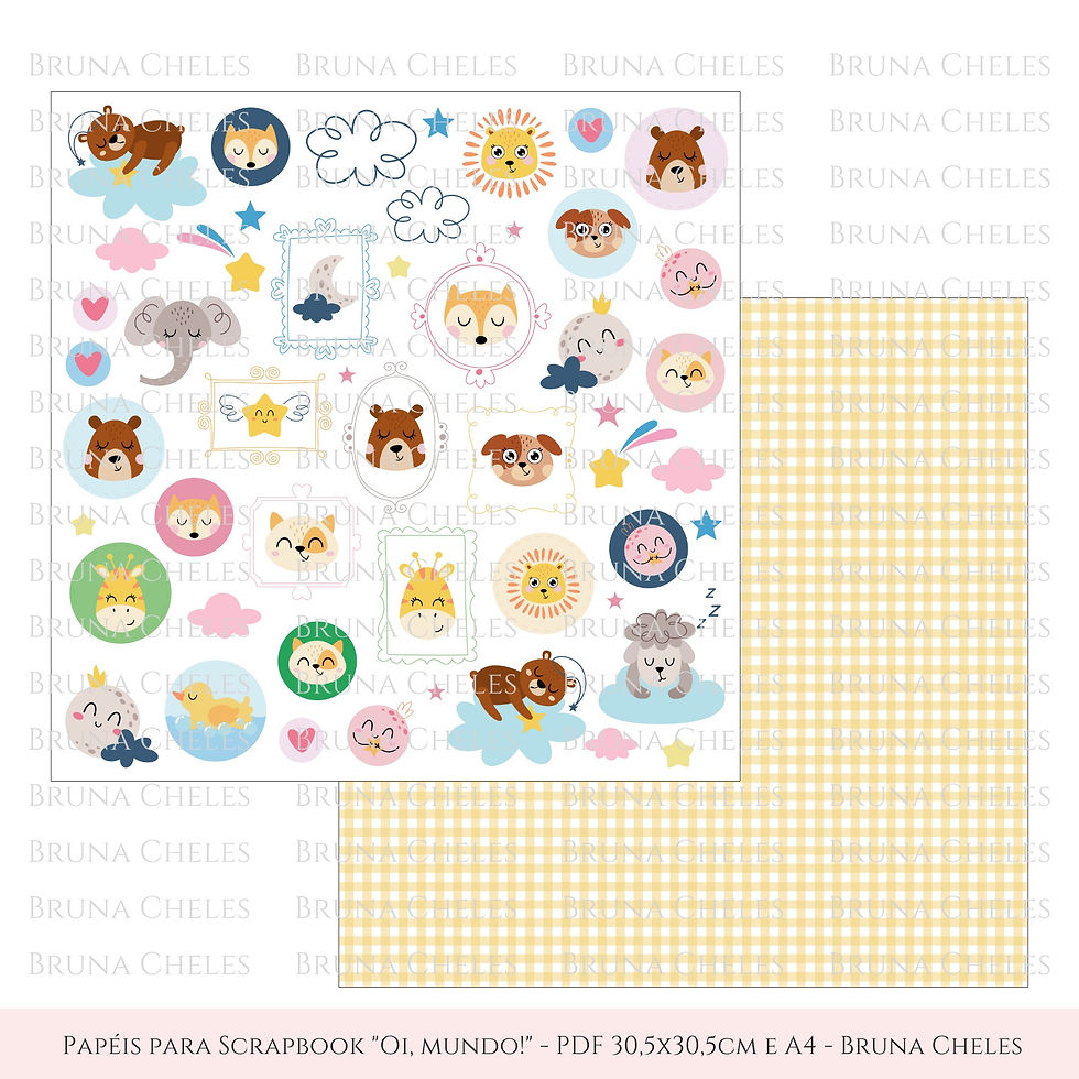 Miniatura: Coleção Oi, mundo! - Papéis para Scrapbook